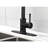 Matte Black Kitchen Faucet With Pull-Down , Stainless Steel, Single Handle, 3 Water Output Modes, Pull Down Faucet, Black, Settings, Robust Build-1963405420