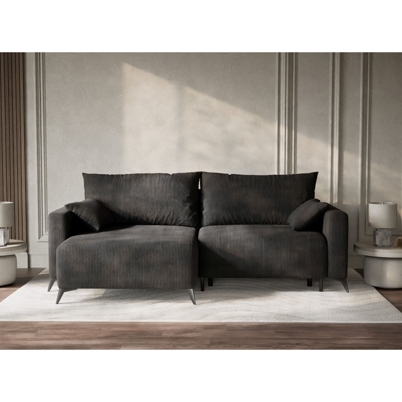 3 Seater Reclining Corner Sofa , Left Hand Facing, Velvet - Graphite