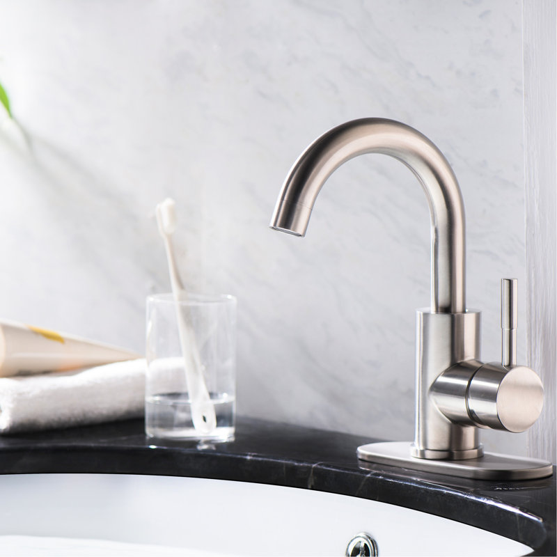 Bathroom Faucet Single Hole Handle In Brushed Nickel - Offering A Contemporary And Elegant Look For To Strong Corrosion Scratches