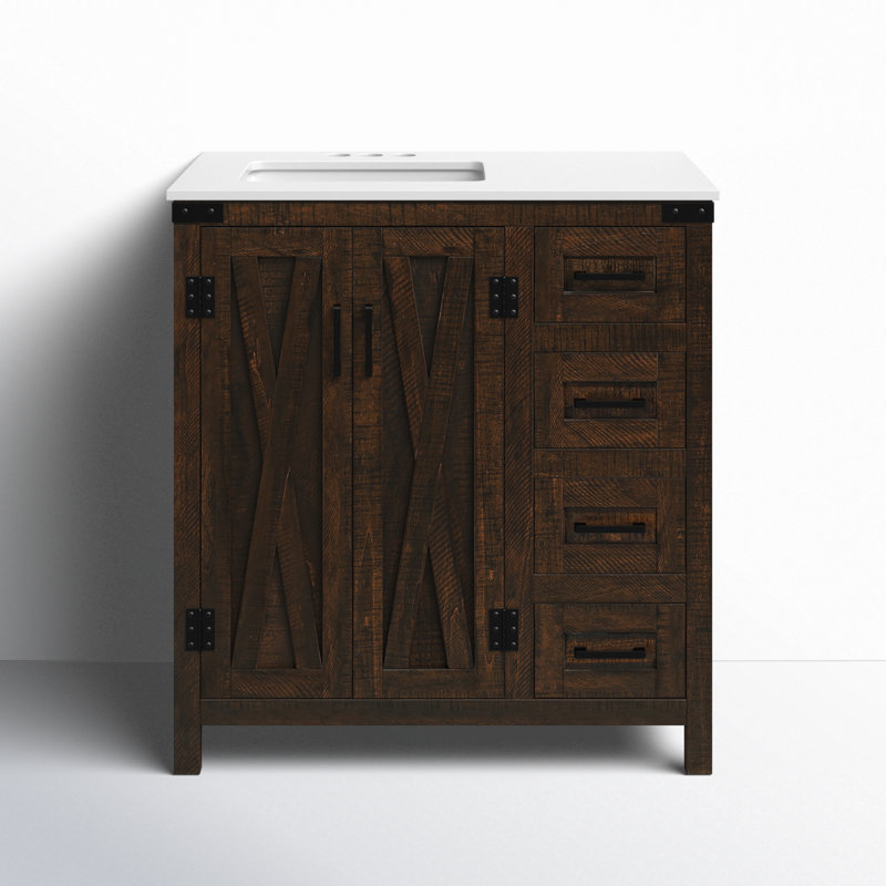 Slayton 32'' Single Bathroom Vanity with Engineered Marble Top, Expresso