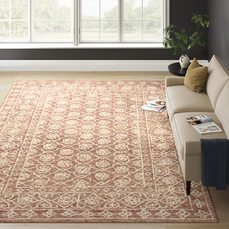 Millcreek Oriental Handmade Tufted Wool Area Rug in Rust/Brown, Rectangle 8'6" x 12'