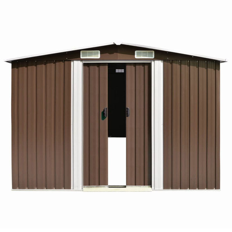 Remise de rangement traditionnelle en acier l 8,43 pi. X P 32,48 pi., Brun