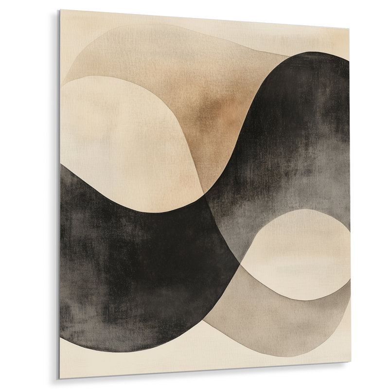 «Black Minimal Curves - Abstract Shapes», art mural en métal, impression moderne sur métal, L 12 po x H 20 po