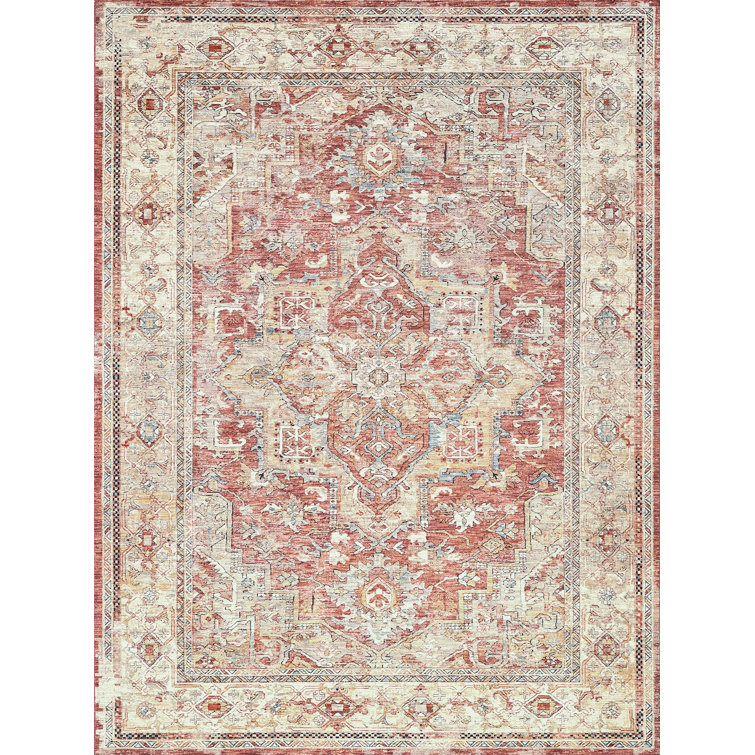 Antique Loom Rust/Beige Polyester powerloom Area Rug
