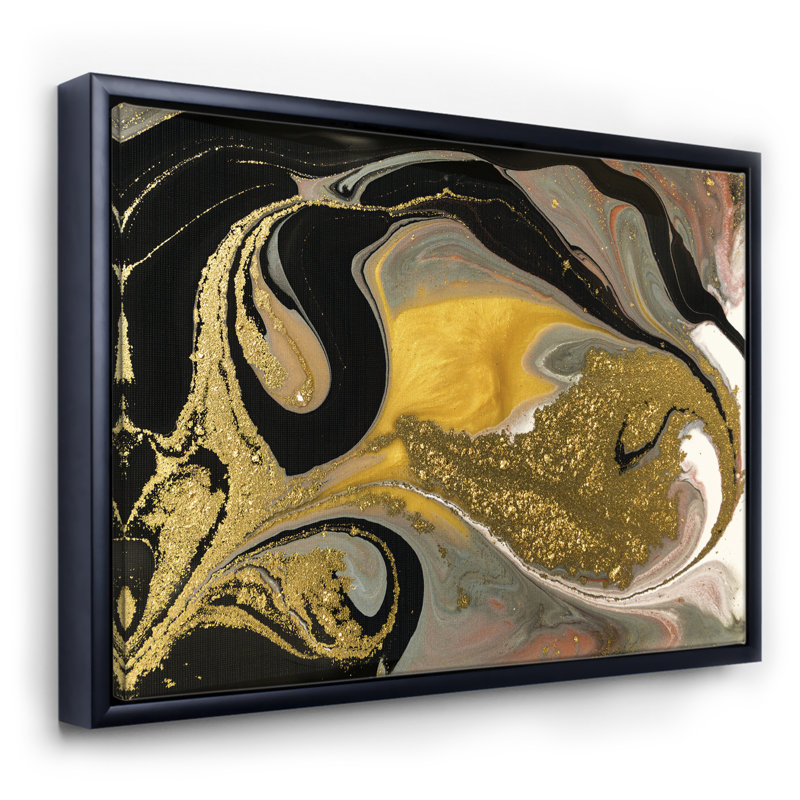 Marbré texture ondulée I - reproduction d'art sur toile, H 36 po x l 46 po x 1,5 po, Toile avec cadre noir
