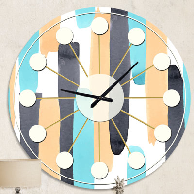 Retro Geometrical Abstract I - Mid-Century Modern wall clock
