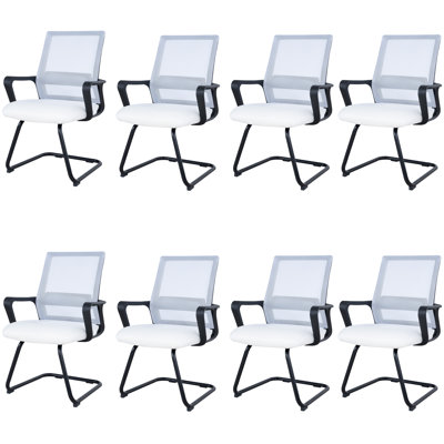 Ensemble de 8 chaises pour salle d'attente en filet, chaise pour invité de bureau, ensemble de 8 chaises pour salle d'attente avec accoudoirs