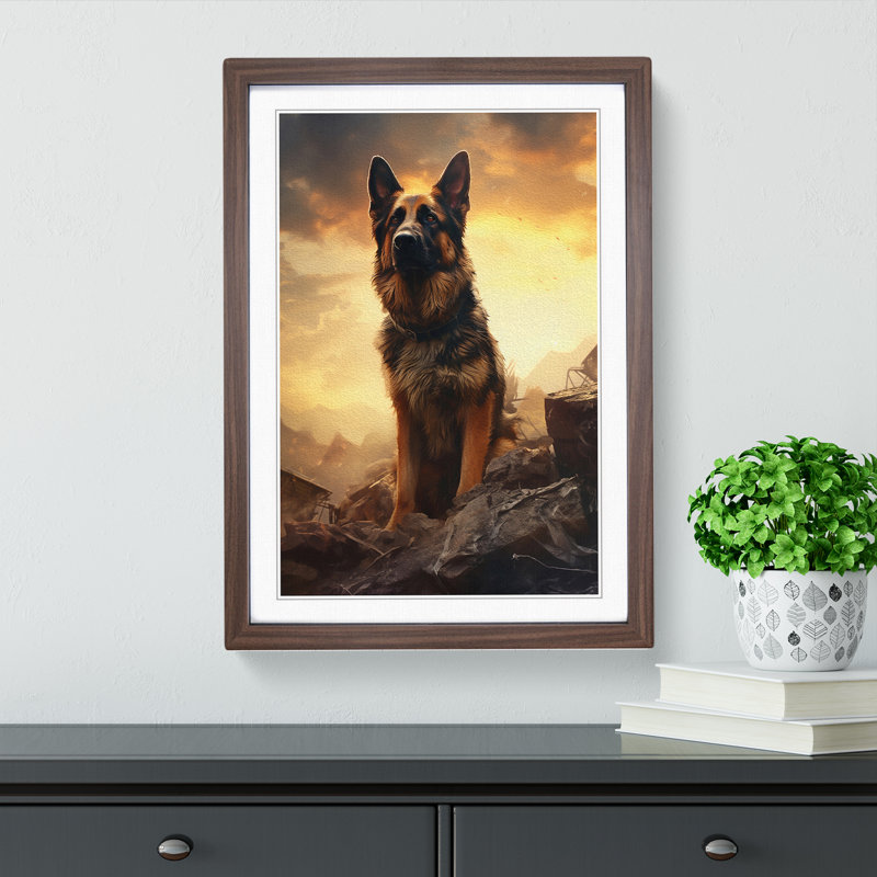German Shepherd Conceptual Art - Framed Print, Walnut Framed, 34cm H x 25cm W