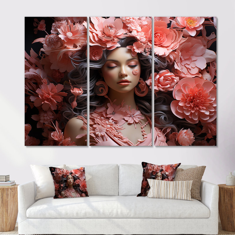 «Indian Bhakti Blossom», impression d'art mural de l'hindouisme, Toile tendue, H 28 po x l 36 po x P 1 po