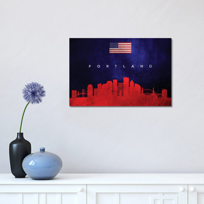 «Portland Oregon Skyline» par Adrian Baldovino, impression sur toile tendue