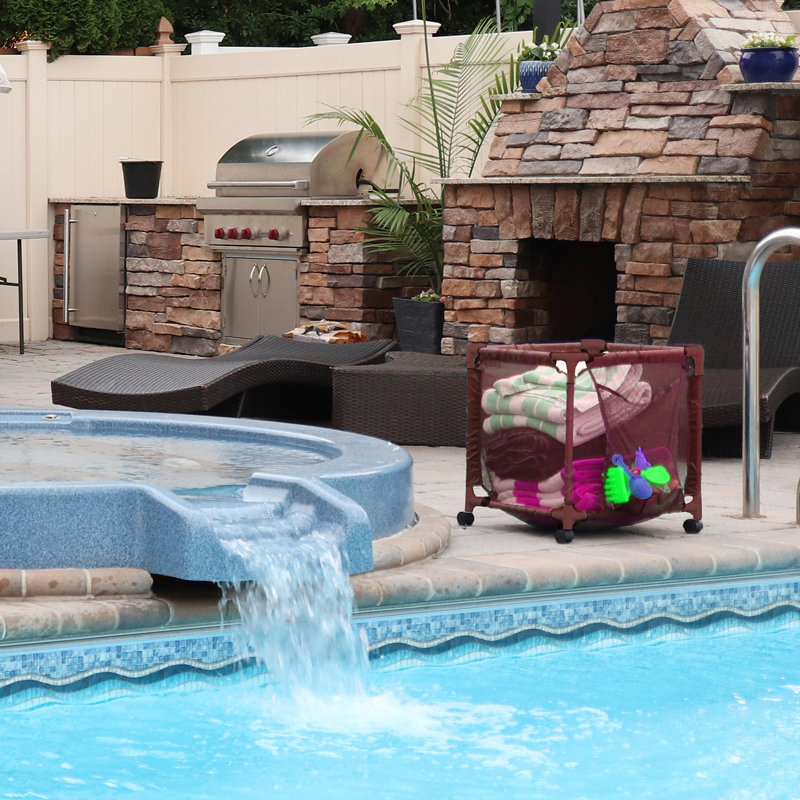 Panier de rangement pour piscine à roulettes, Marron
