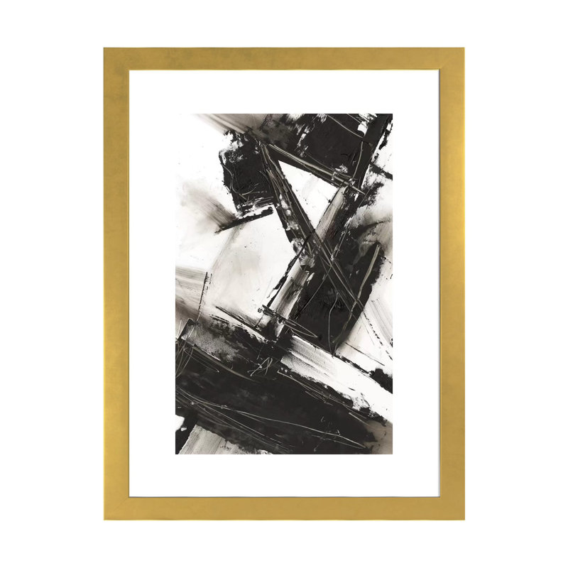« Diagonal Matrix II » par Ethan Harper, reproduction d’art, Papier encadré doré, Blanc, H 32 po x l 24 po x P 1 po