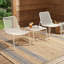 Ensemble de conversation d'extérieur 3 pièces avec cadre en fer Kincaid - 2 chaises en filet et 1 table d'appoint, blanc mat-133448754