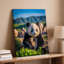 Toile, "Gros plan sur un panda géant", art mural noir et blanc avec des taches noires expressives-1157931282