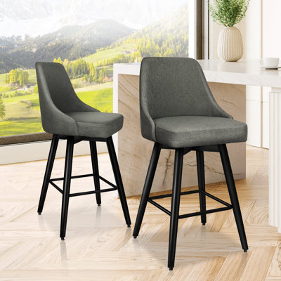 Swivel Upholstered Counter Stool with Metal Frame
