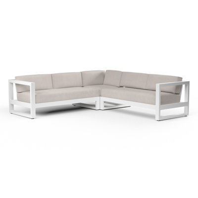 Newport 96.07'' Wide L-Shaped Aluminum Patio Sectional with Sunbrella® Cushions