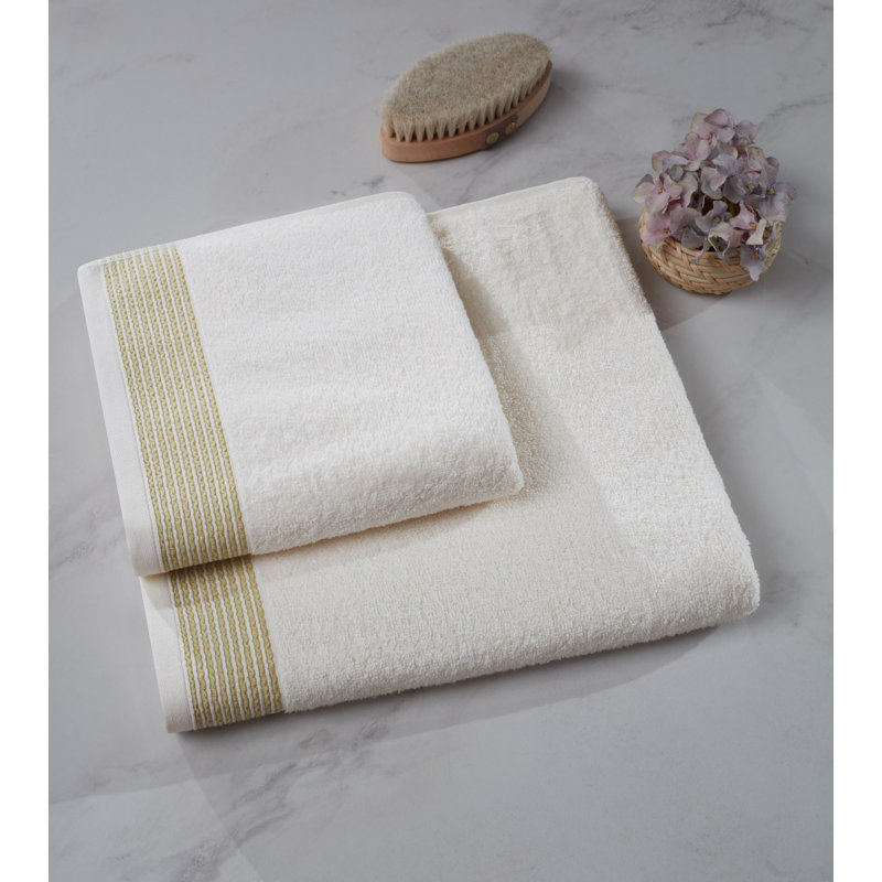 Towel Set (2 Pieces), Yellow/White