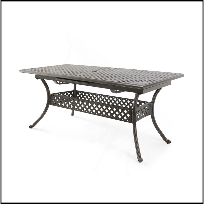 ABIGAIL CAST EXPANDABLE DINING TABLE With Weather-Resistant Materials And Elegant Rustic Design For Outdoor Entertaining
