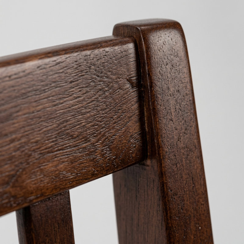 Ensemble de salle à manger rectangulaire 5 pièces en bois massif fini acajou riche avec rallonge papillon de 30 cm et 4 chaises Dudley à assise en bois.