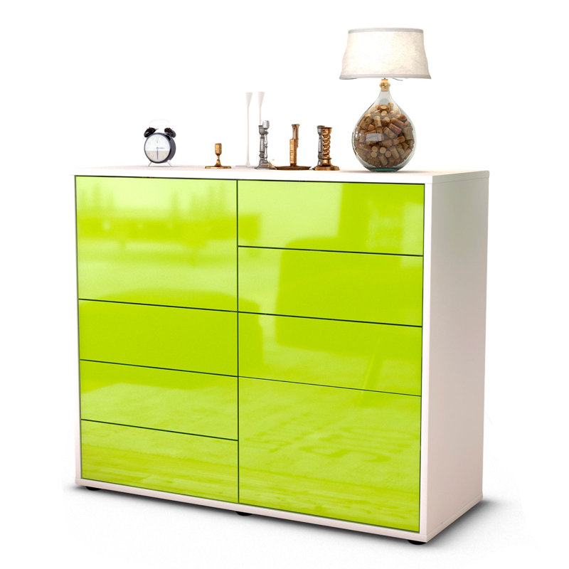 Reaon 92cm Sideboard, White/High-gloss green