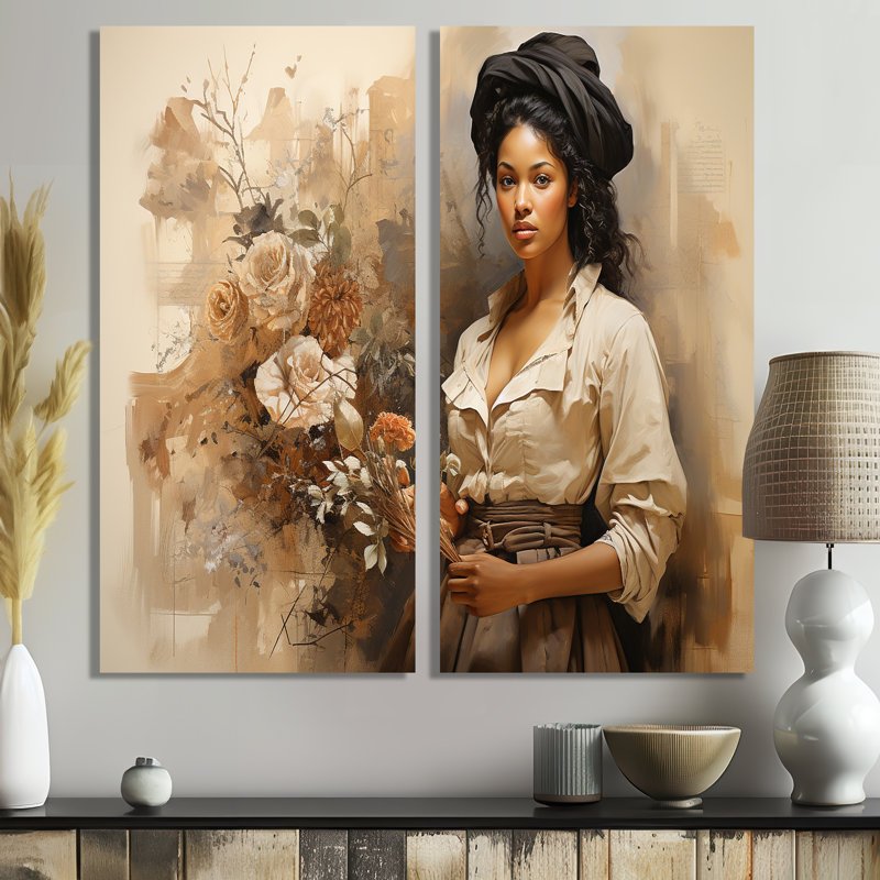 Portrait africain africain - art mural gris, 2 pièces, H 32 po x l 32 po, Toile tendue sur cadre, Ne s’applique pas