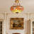 5 Light Dimmable Vintage Dragonfly Stained Glass Semi-Flush Mount Chandelier