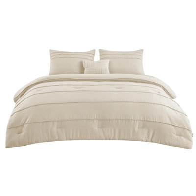 Bedsure Prewashed Microfiber Pinch Pleat Comforter Set