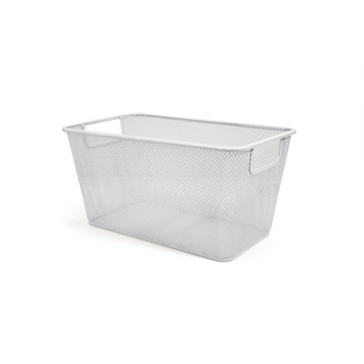 Panier de rangement / bureau de Ju Juice Couture (ensemble de 3) grands paniers en maille blanc - boîte de rangement empilable décorative de 7 po de profondeur pour étagère de placard, bac à chaussures, contenant pour l'organisation du garde-manger