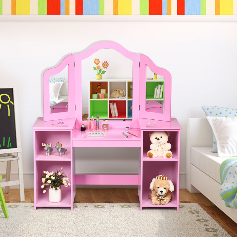 Coiffeuse avec miroir Clearview, Rose