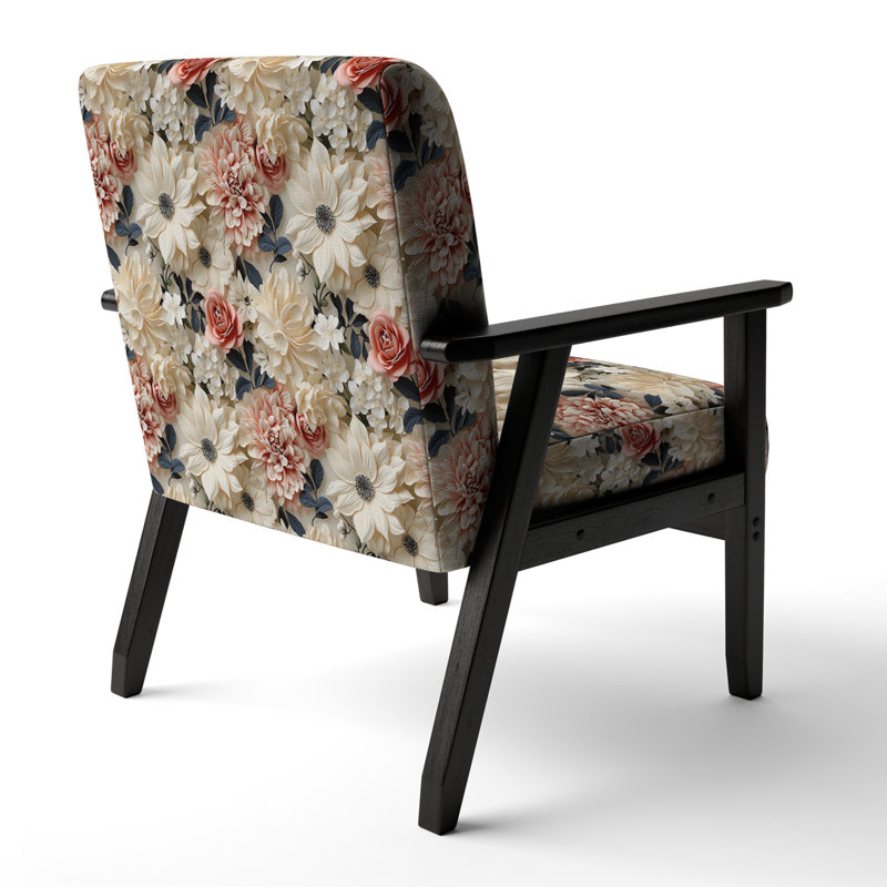 Fauteuil d'appoint rembourré crème délicat Poppies Flowers III