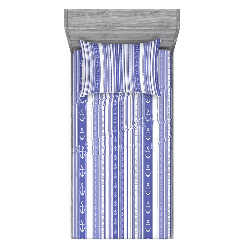 Microfiber Striped Sheet Set, Twin XL Sheet Set with Fitted Sheet, Striped 1