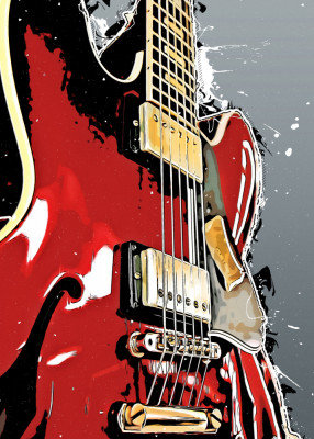 guitar, 81.28 cm H x 121.92 cm W