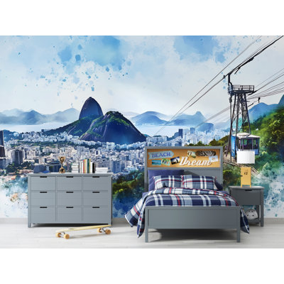 Rio De Janeiro Wall Mural – Sugarloaf Mountain Cable Car Skyline Wallpaper