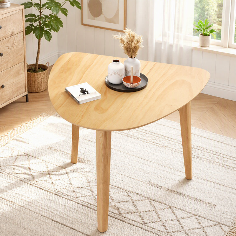 Triangular Modern Side Table – Space-Saving Geometric Design, Natural