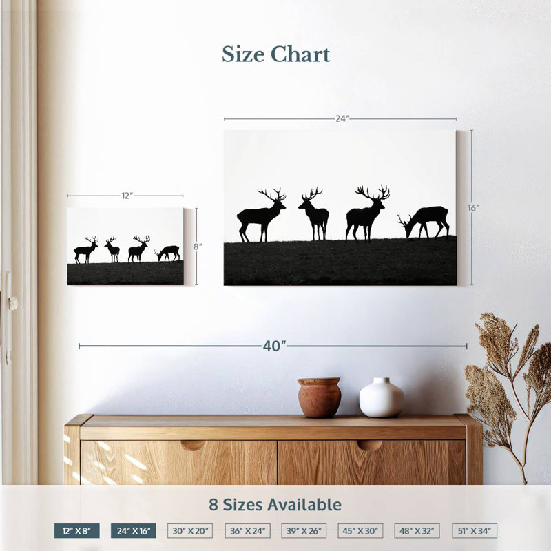 Brampt Elk Deer Silhouettes, 16" H x 24" W