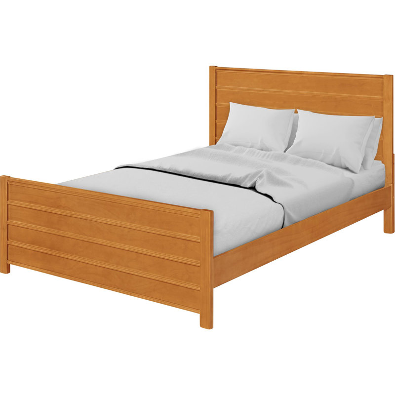 Caroline Platform Bed with Paneled Headboard and Footboard, Oak, Queen