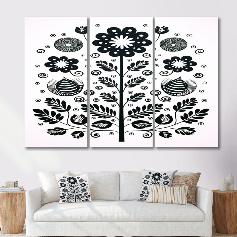Ensemble de salon Tova - Modern Floral Wall Art, Toile tendue, H 32 po x l 48 po x P 1 po