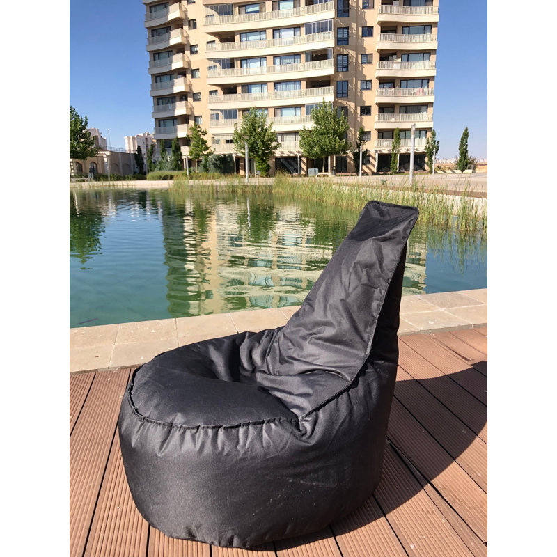 Fauteuil à billes noir de qualité supérieure, 23,6 po x 27,6 po x 11,8 po | 100% polyester avec tissu Impetex imperméable | Rempli de mousse de billes de styromousse recyclée, housse zippée amovible | Idéal pour les enfants et les adultes, confortable et élégant