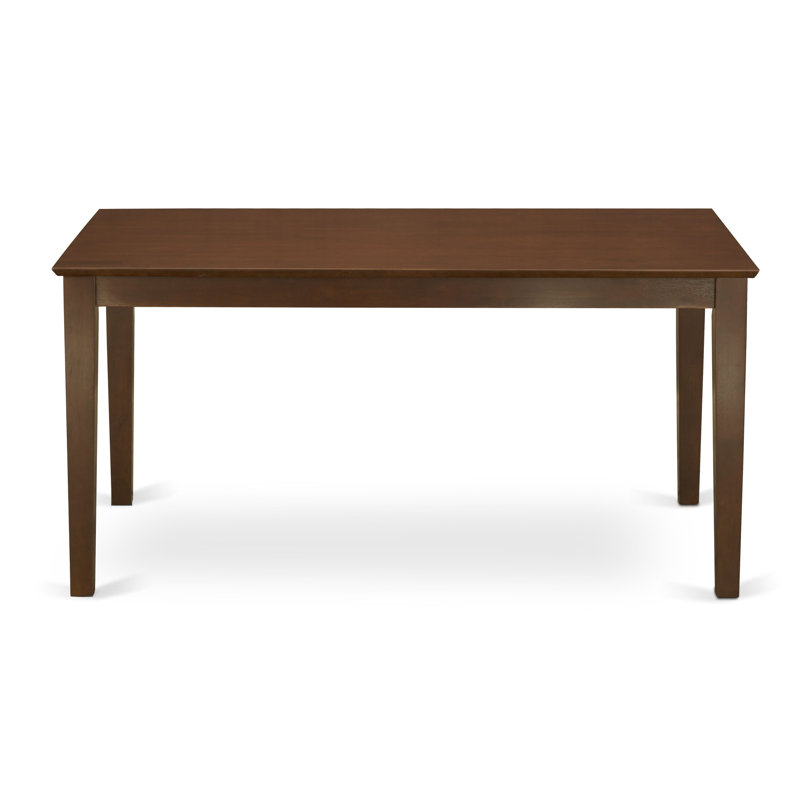 5 Piece Kitchen Table Set for 4 Includes a Rectangle Dining Room Table and 4 Light Tan Linen Fabric Upholstered Parson Chairs, Mahogany