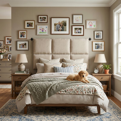 Linen Upholstered Wall-Mounted Headboard With Adjustable Height, Beige
