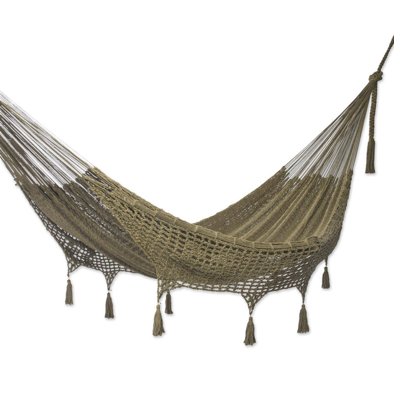 Hamac Dakota Fields en ambre et corde de coton (triple), l 71 po x L 79 po, Vert olive