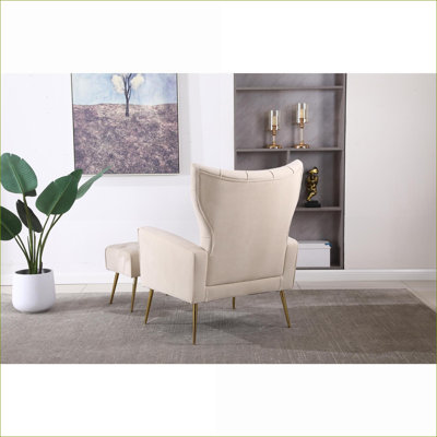 Fauteuil d'appoint moderne avec repose-pieds, siège d'appoint confortable pour adultes, pour le salon, la chambre et le bureau, beige