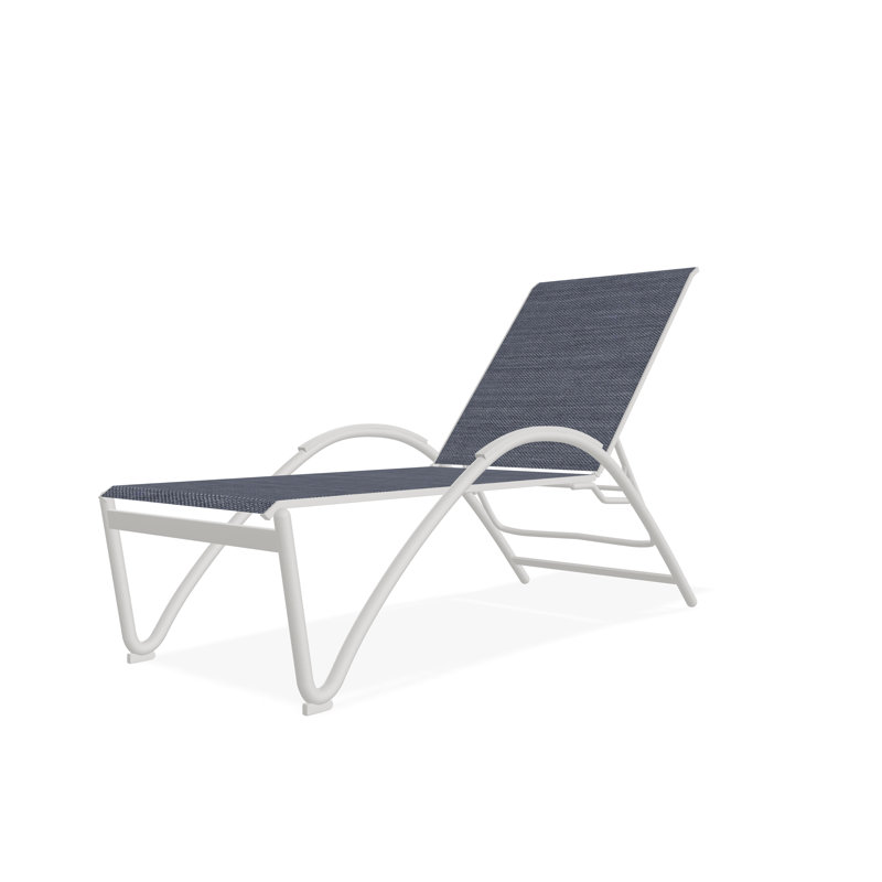 Chaise longue empilable Helios Contract Sling, Neige, Blanc 6D Sunbrella®