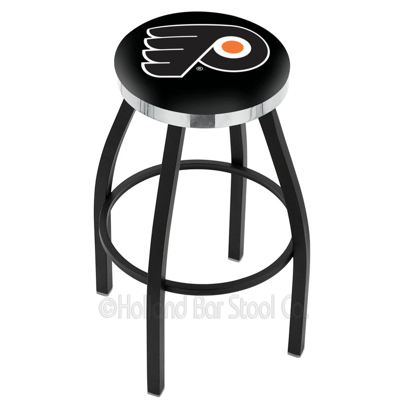 NHL 30" Swivel Bar Stool with Cushion, Flyers de Philadelphie - Noir, Ride noire, Chrome