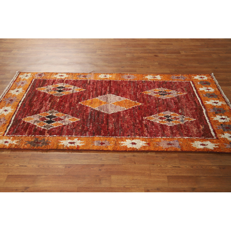 Geometric Wool Moroccan Oriental Rug 3x6
