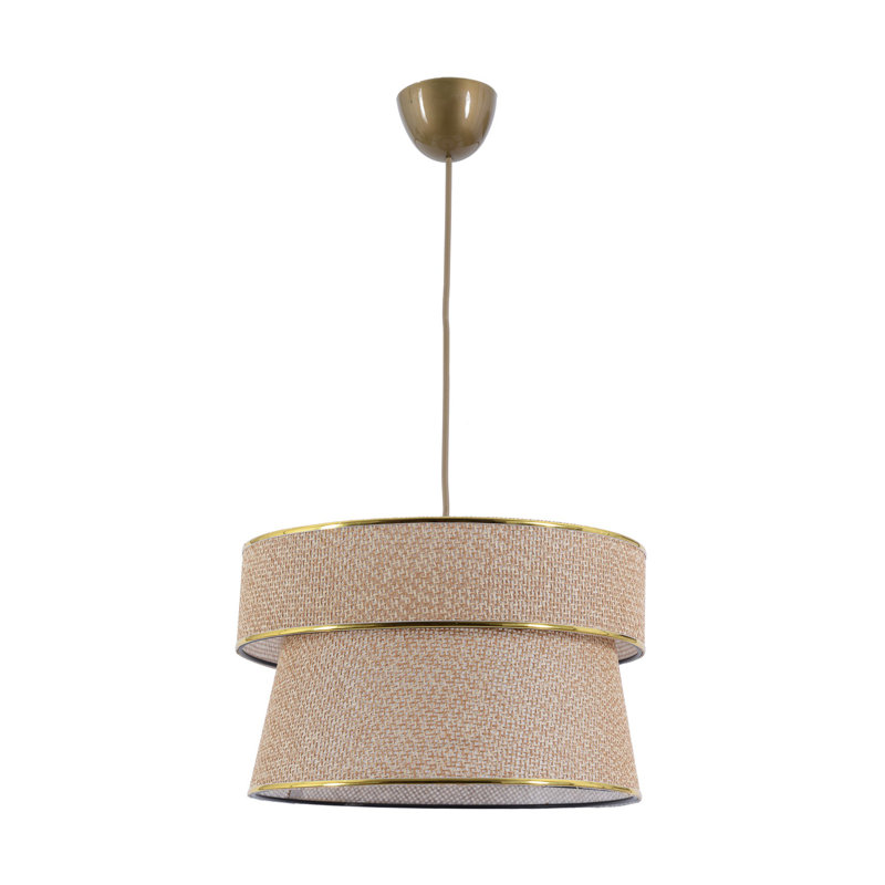 Elegant Beige Chandelier with Adjustable Cable, Metal Body, 27.6 x 27.6 x 7.9 inches | CE Certified, E27 Socket (Max 40W) | Perfect for Living Room, Dining Room, or Bedroom, Stylish Cotton Cap Design