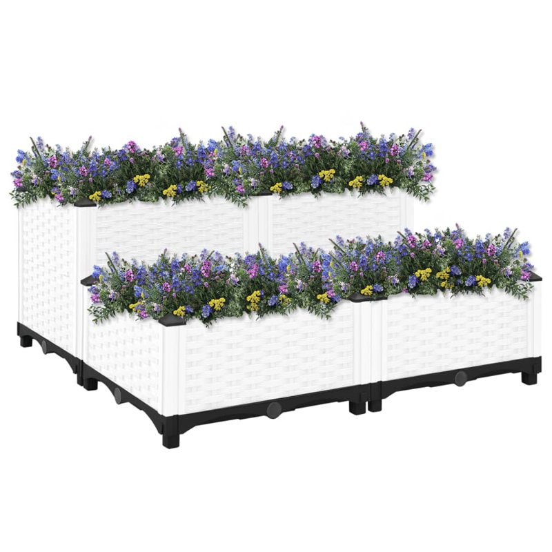 vidaXL Planter Raised Flower Bed with Rattan Look Plant Box Polypropylene