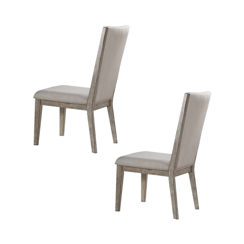 Ensemble de deux chaises d'appoint en tissu gris et bois massif