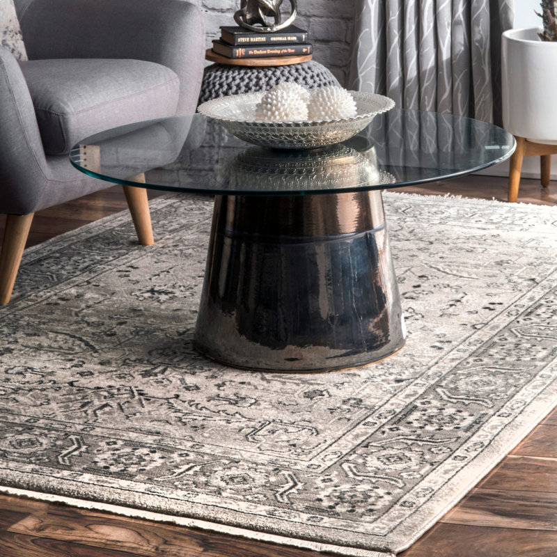 Teme Florid Mystique Fringe Beige Area Rug, Rectangle 8' x 10'2"