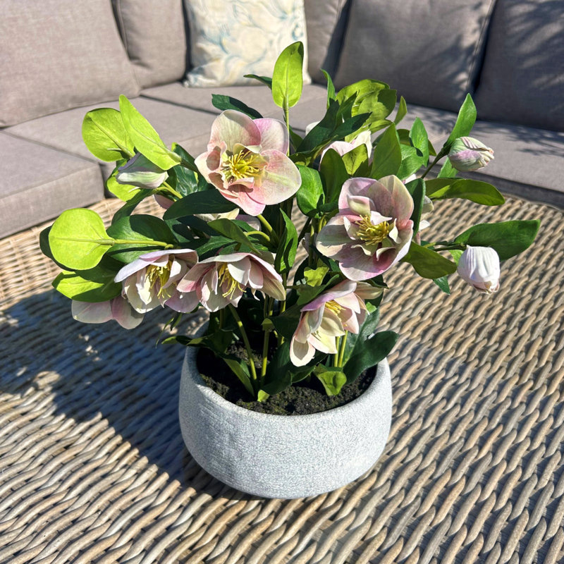 41cm Faux Plant in Pot, Pink, Grey